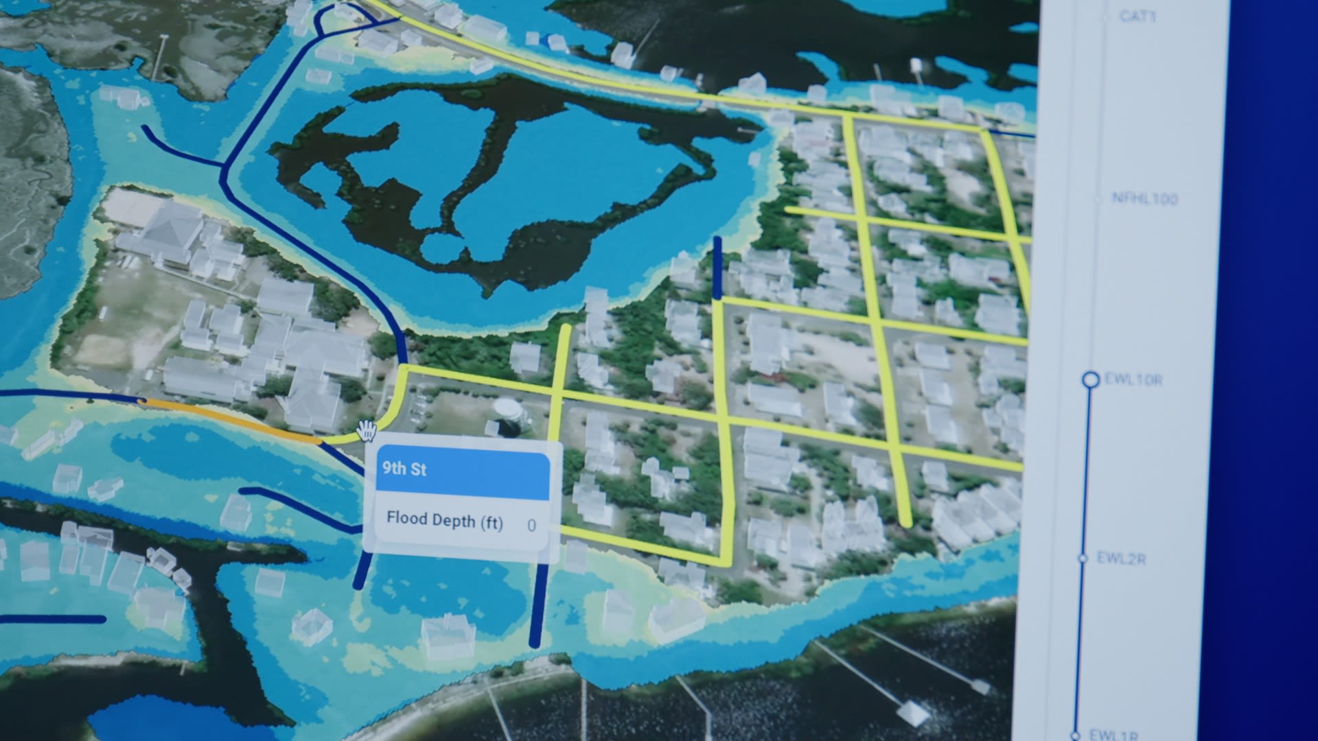 A virtual map of digitally flooded roads